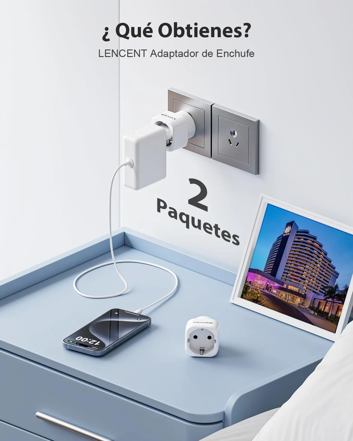 LENCENT 2 Piezas Adaptador Enchufe AU Tipo I de España a Australia, Adaptador 2-Pin Europeo a 3-Pin China para Australia, Argentina, Nueva Zelanda, Fiji