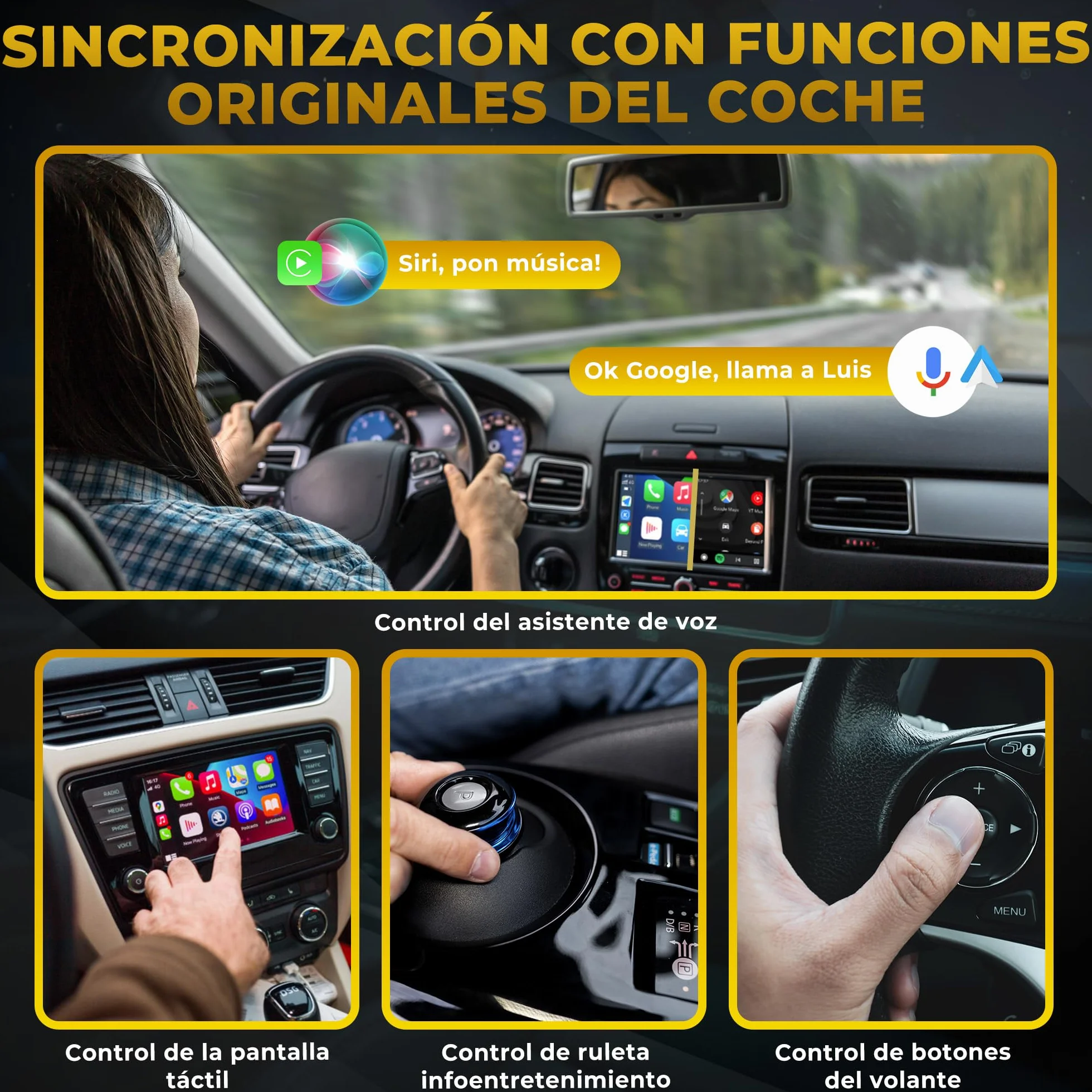 Adaptador USB CarPlay Inalámbrico 2 en 1, Receptor Auto iPhone, Android Auto, Compatible iOS 10+ Android 11+