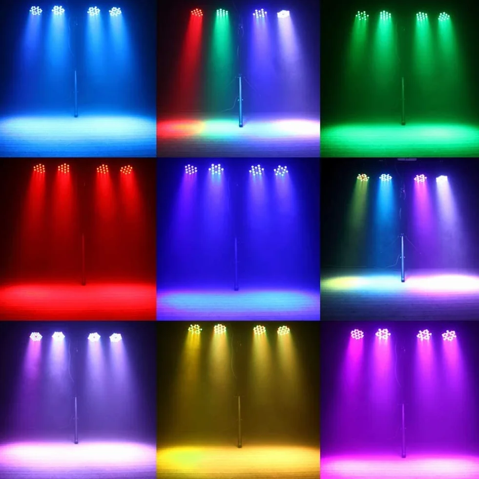 Par Lights RGB 36 luces LED de escenario activadas por sonido, control DMX, 7 modos, luces de iluminación ascendente con control remoto, iluminación de escenario, luces de fiesta DJ Par para club,