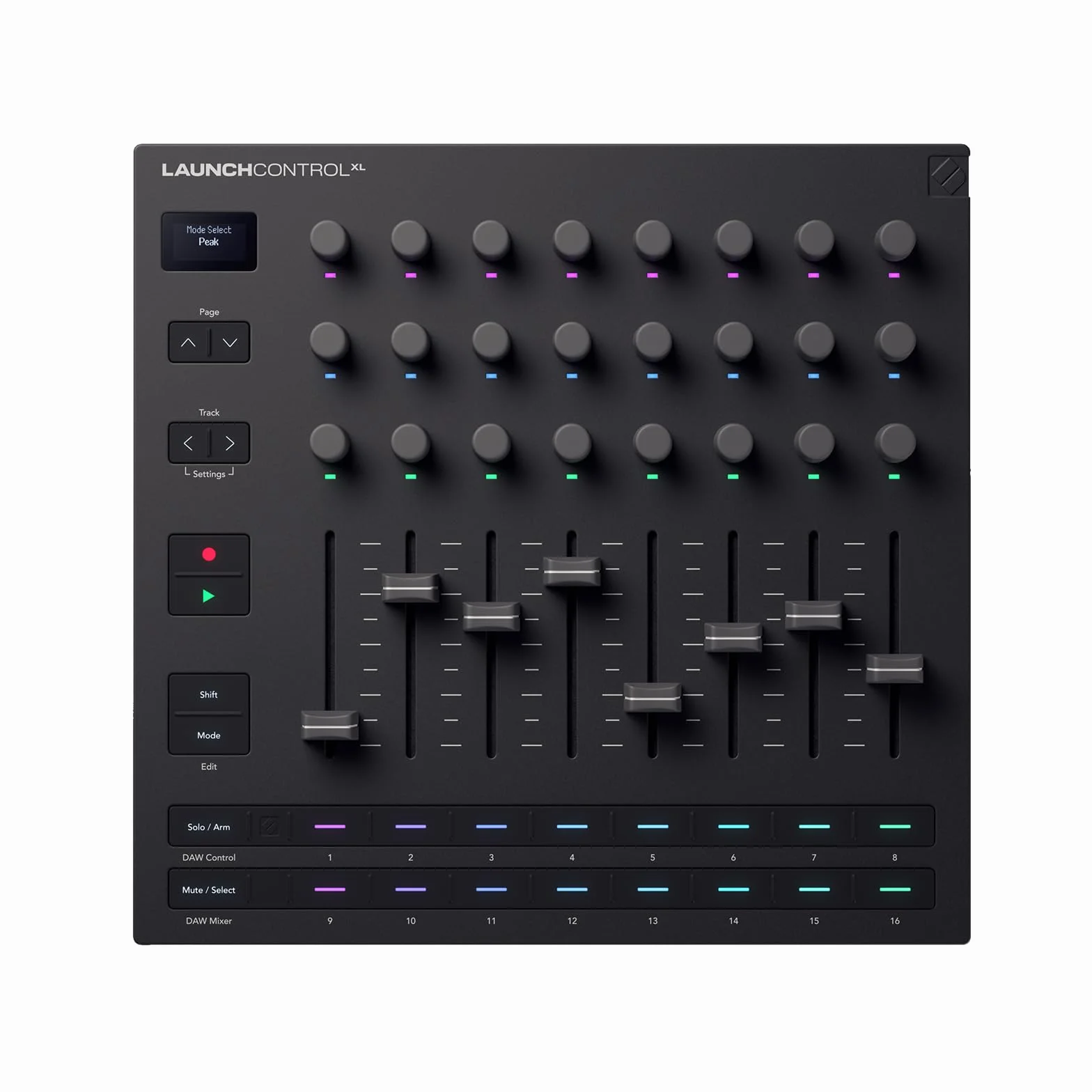 Novation Launch Control XL 3: alimentación USB, superficie MIDI y Mixer para DAW e integración de hardware con 8 faders, 24 codificadores continuos, E/S MIDI 5 pines y paquete de software musical