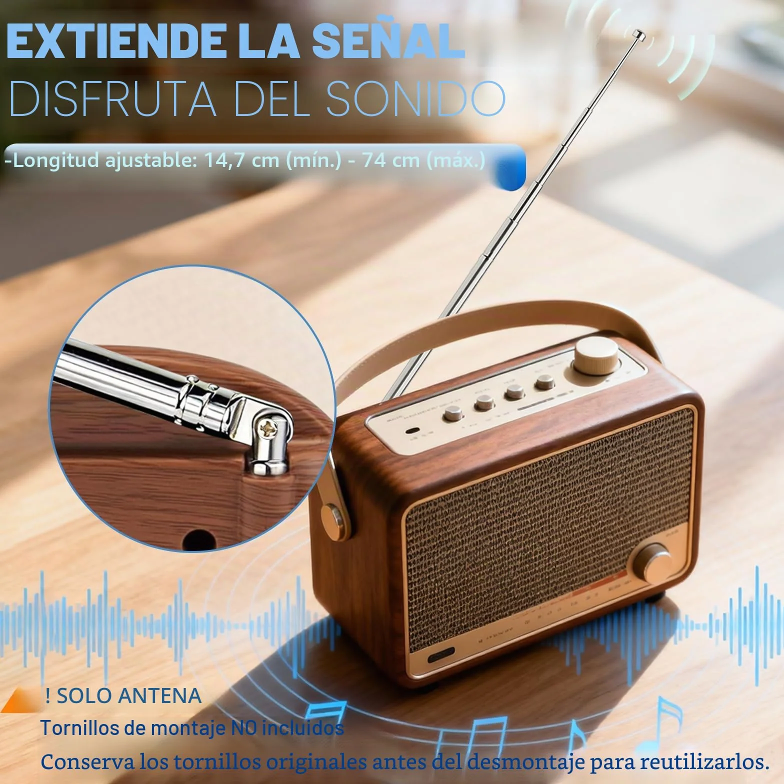 Bingfu Antena Radio FM DAB Telescópica Interior 74cm 7 Secciones 2 Kit Compatible Yamaha Sherwood Pioneer Denon