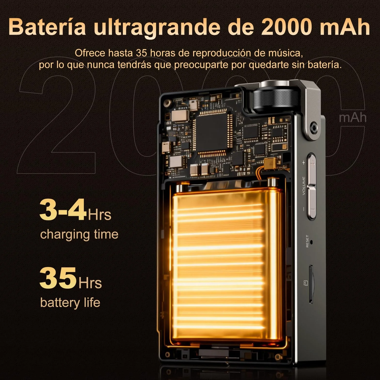 Reproductor MP3 de Alta fidelidad de 64 GB, Reproductor de Audio Digital de Alta resolución DSD sin pérdidas, Reproductor de Audio FLAC DAC portátil, Reproductor de Audio de 192 kHz/24 bits. (Black)