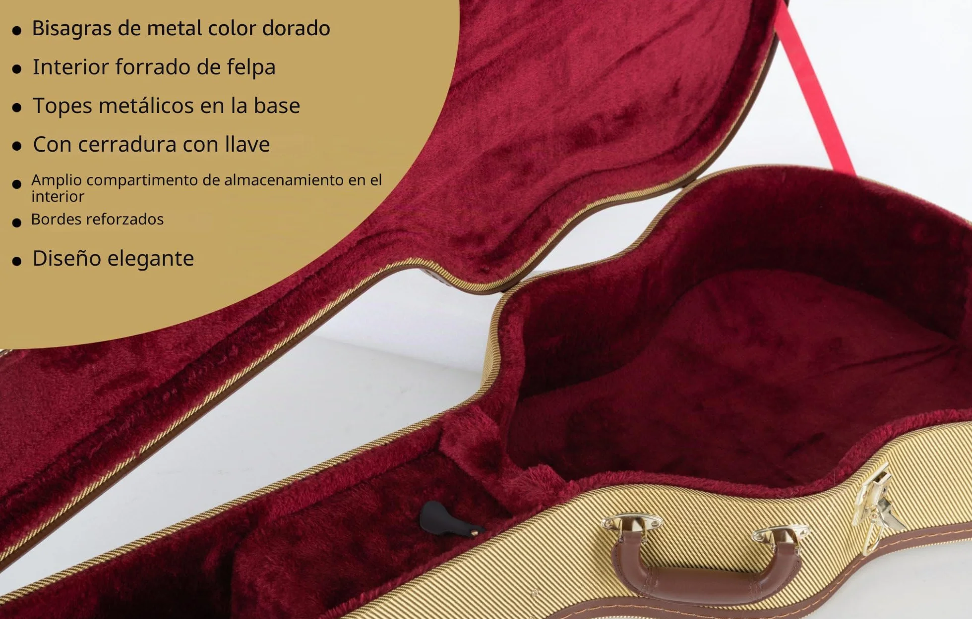 Shaman Estuche Rígido para Guitarra Western Tweed - Estuche rígido Resistente para Guitarras dreadnought con un Elegante diseño Retro