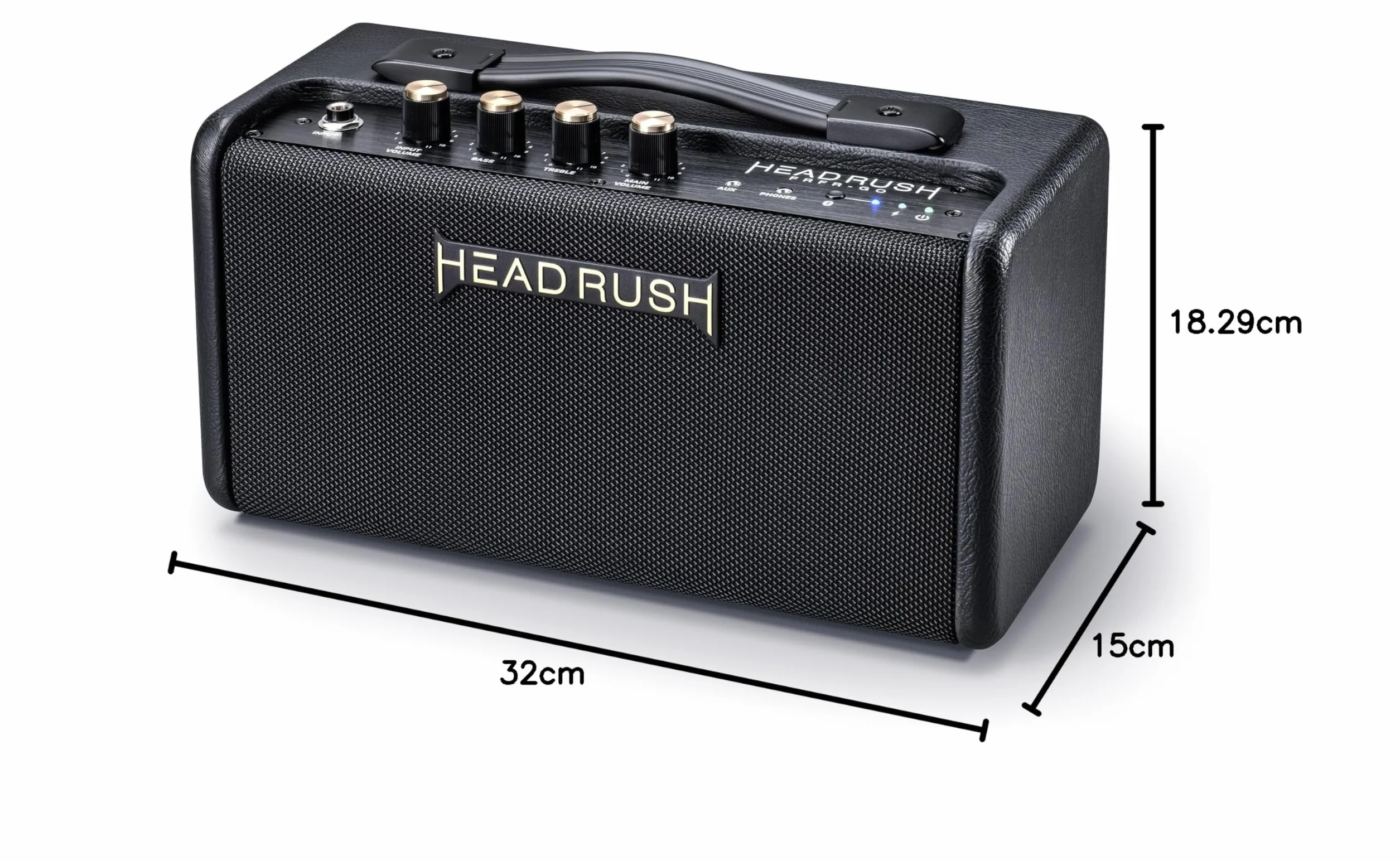 HeadRush FRFR-GO - Amplificador 30W para Guitarra Electrica y Bajo con Altavoces duales 3", Bluetooth y Batería Recargable, para Pedales de Modelado