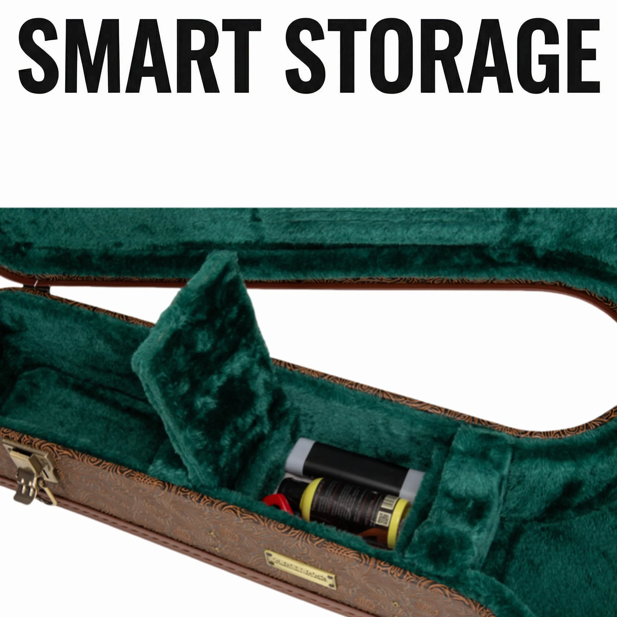 Crossrock Designer Series - Funda universal de madera para guitarra clásica 4/4, cerradura de seguridad, patas de metal, espacio de almacenamiento, marrón flor (CRW530CBQ), Marrón flor, 4/4 Classical,