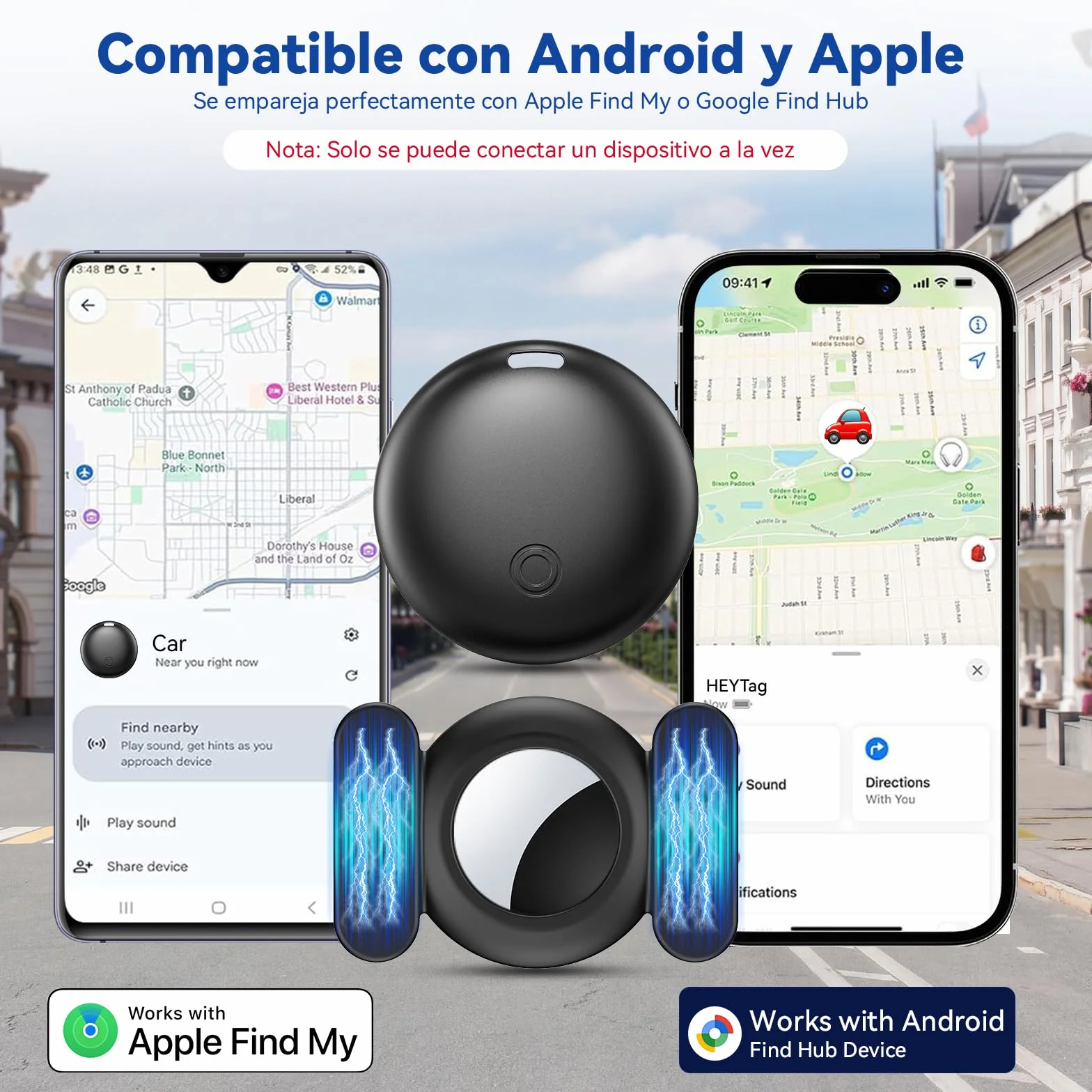 Localizador GPS Coche 2026 Magnetismo Sin Tarjeta SIM ni Suscripción para Android iOS Rastreador Oculto Negro