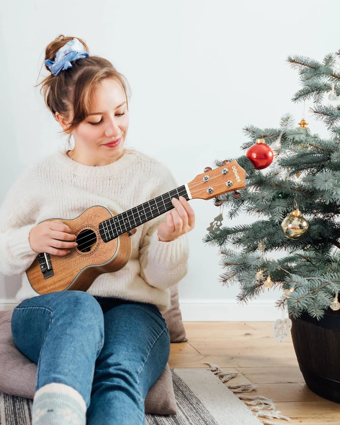 Donner Ukelele Concierto 23 Pulgadas para Adultos Niños Principiante Ukelele Madera Caoba Kit y Cuerda Nylon, Online Lección DUC-200