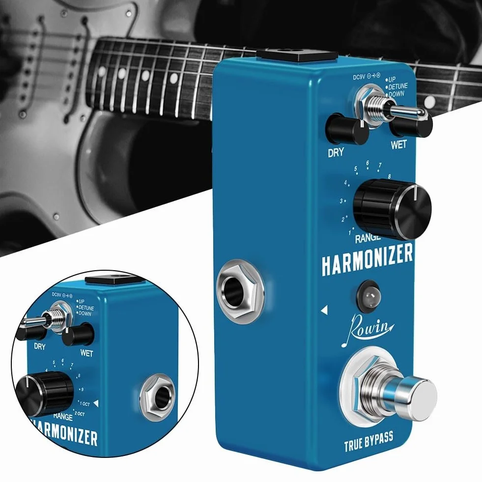 Pedal armonizador de guitarra, pedales de efecto de tono digital, True Bypass, con cambio de tono de precisión y modos, para efectos de sonido mejorados