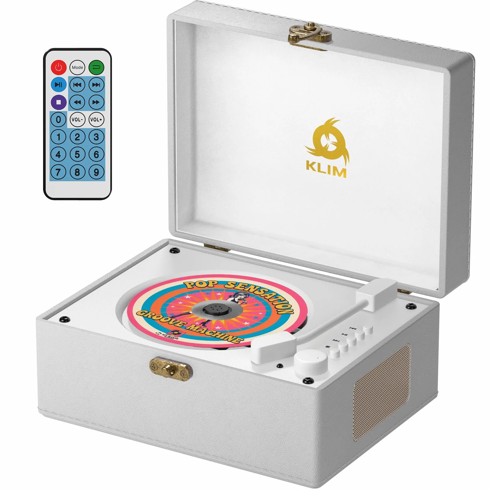 KLIM Retro CD Player Reproductor CD portátil Bluetooth AUX USB Batería Recargable Diseño Retro Mini Cadena Compacta Blanco