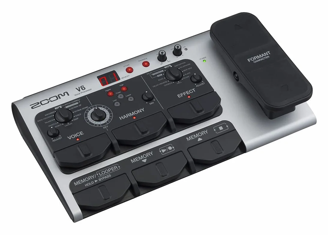 Zoom V6-SP Procesador de voz, pedal de efectos vocales, Formant Pedal, armonizador, looper, 10 efectos, para estudio y actuaciones en directo