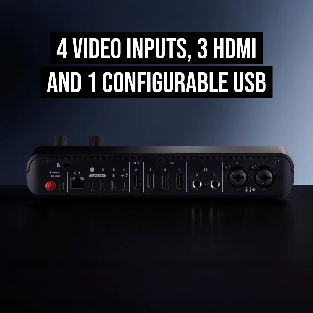 RØDE RØDECaster Video S – Conmutador de vídeo para podcasts y Interfaz de Audio – Multicámara, 4 entradas de Video (HDMI y USB), 1080p60, Escenas de múltiples Fuentes