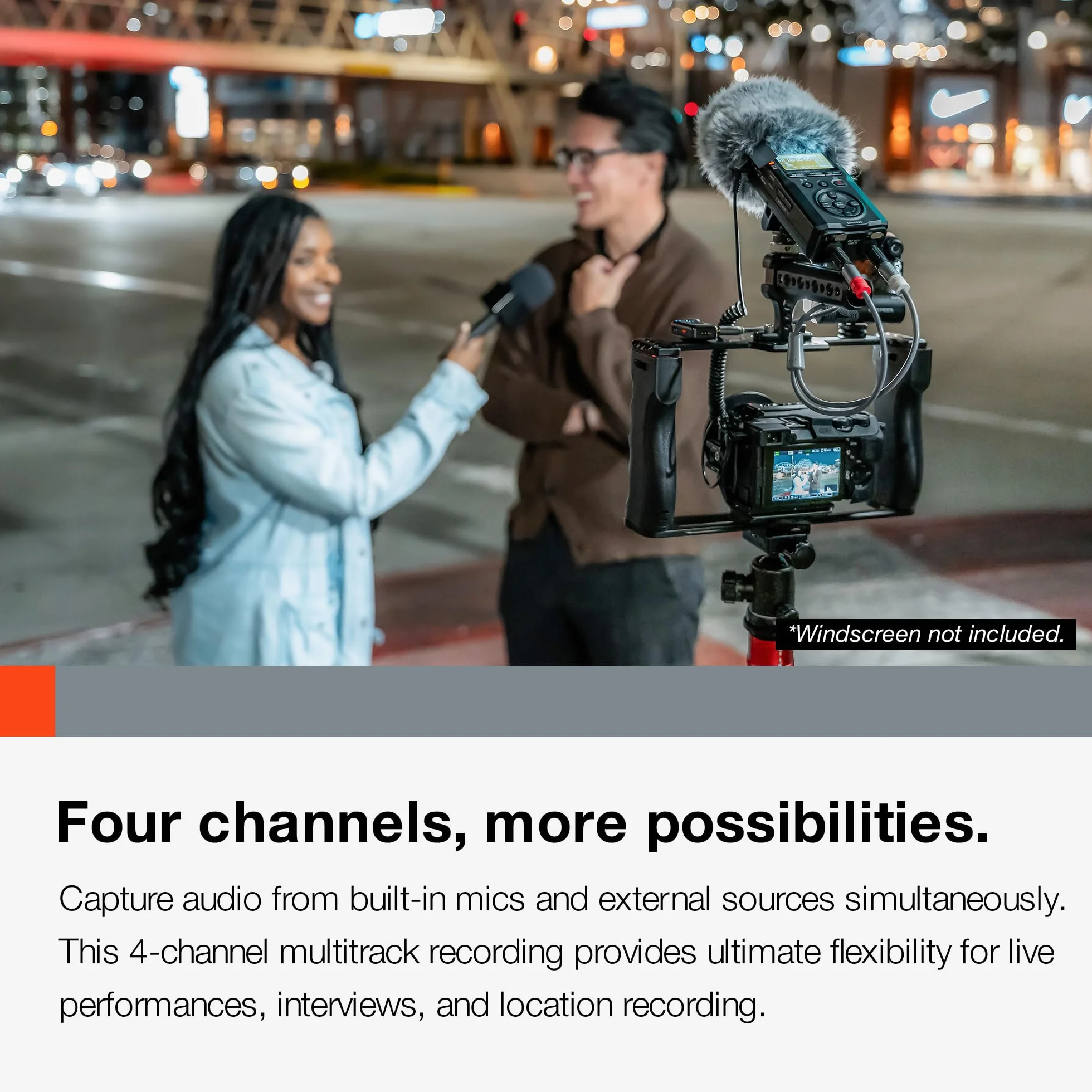 TASCAM DR-40XP - Grabadora portátil de campo de mano flotante de 4 canales de 32 bits e interfaz de audio USB-C, con 2 entradas XLR/TRS y micrófonos ajustables para música, audio para video y