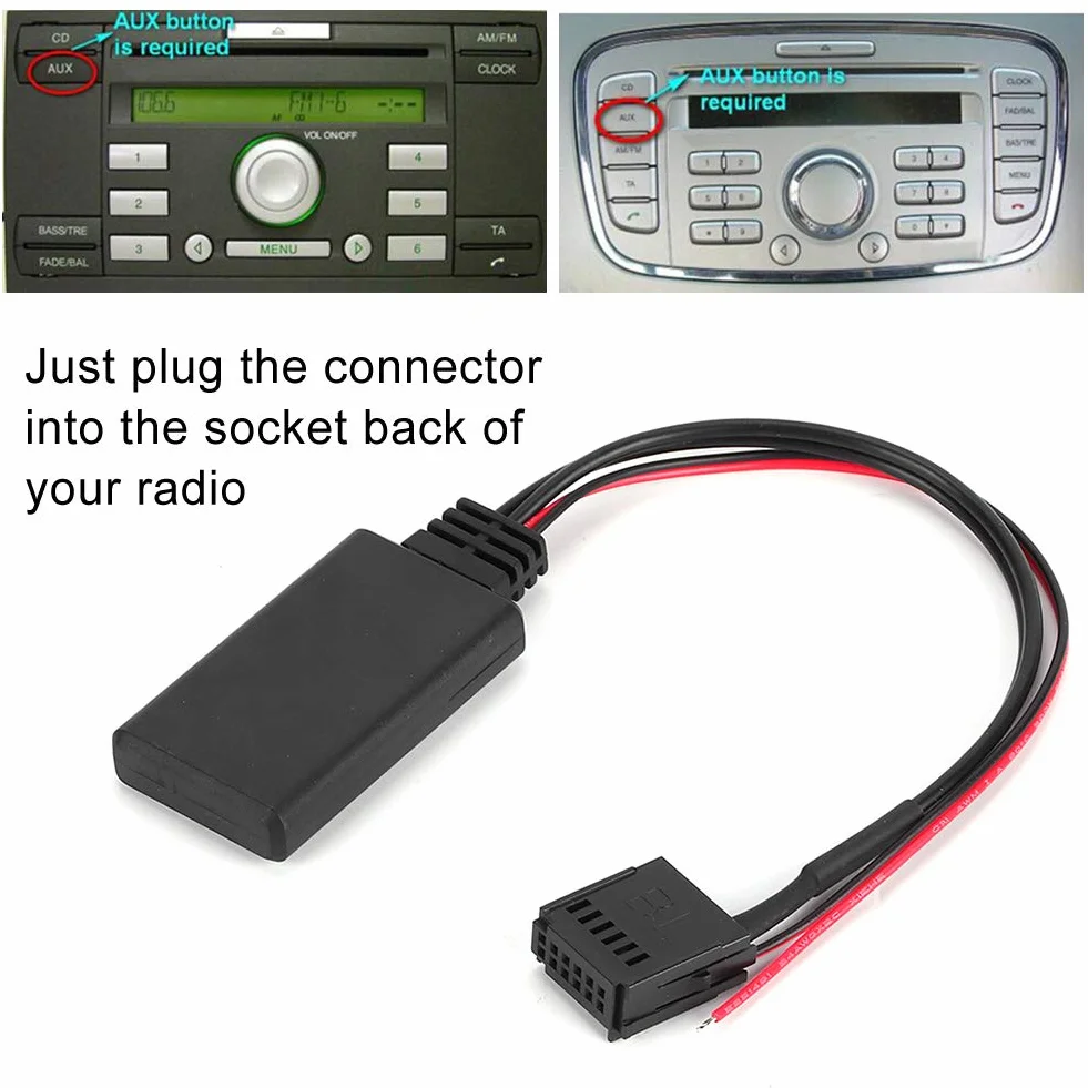 KIMISS Adaptador de Entrada Auxiliar Bluetooth-Duokon Módulo Bluetooth para Coche Cable AUX-IN Adaptador de Audio inalámbrico Apto para Focus/Mondeo/ 6000 CD