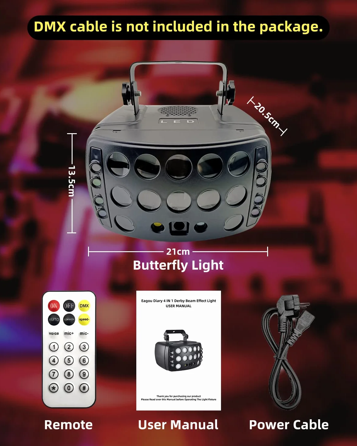Eagou Diary luces discoteca,50W RGBW LED DMX512 luces de discoteca Flash con función de atenuación súper suave para fiestas,djs,familias,bares