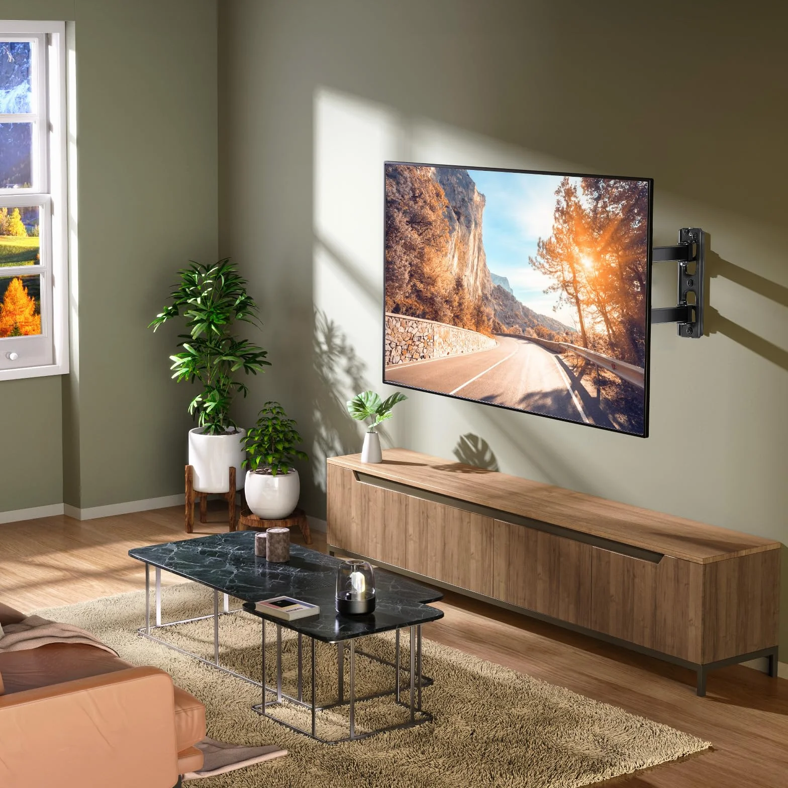 Perlegear Soporte TV de Pared Articulado Inclinable Giratorio 26-65 Pulgadas 45 kg VESA 400x400mm