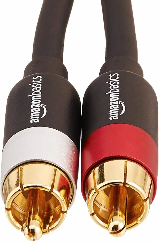 Amazon Basics 2 kable audio RCA 2.4 m pozłacane złącza czarny