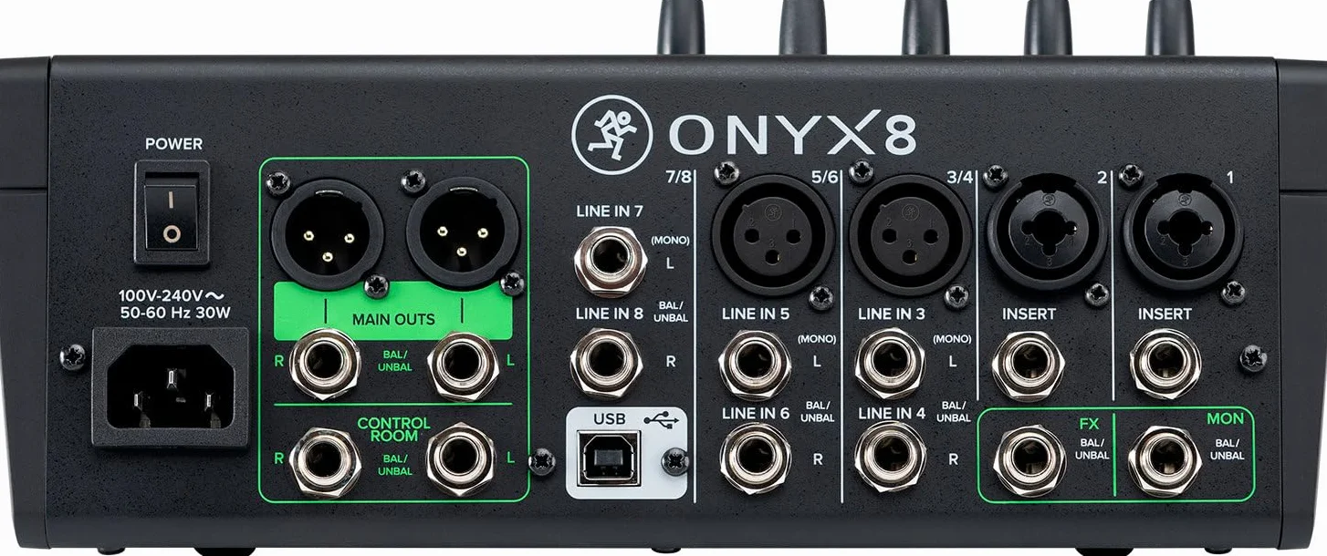 MACKIE Onyx8 Mezclador Analógico Premium de 8 Canales con USB Multi-Pista