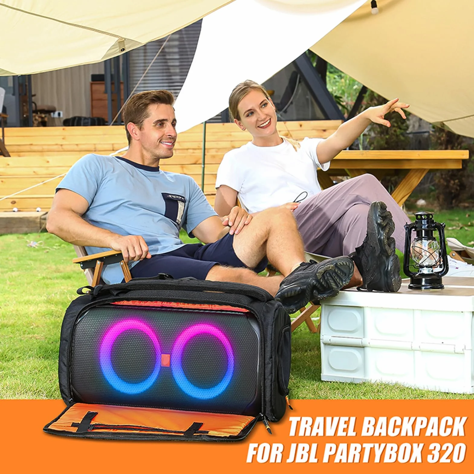 Funda de viaje portátil para altavoz JBL PartyBox Stage 320, bolsa de almacenamiento para altavoces al aire libre (negro)