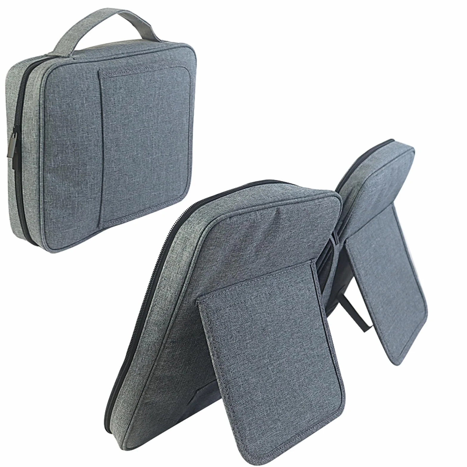 Soporte de almacenamiento con bolsillo ajustable, funda para libro, antideslizante, gris