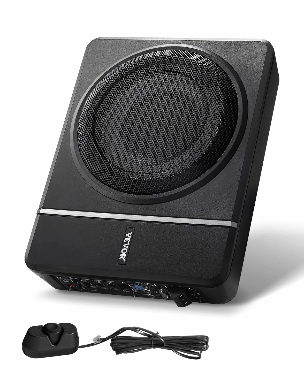 VEVOR Subwoofer para Debajo del Asiento 203mm 120W RMS Altavoz Compacto Amplificador Incorporado Control Remoto