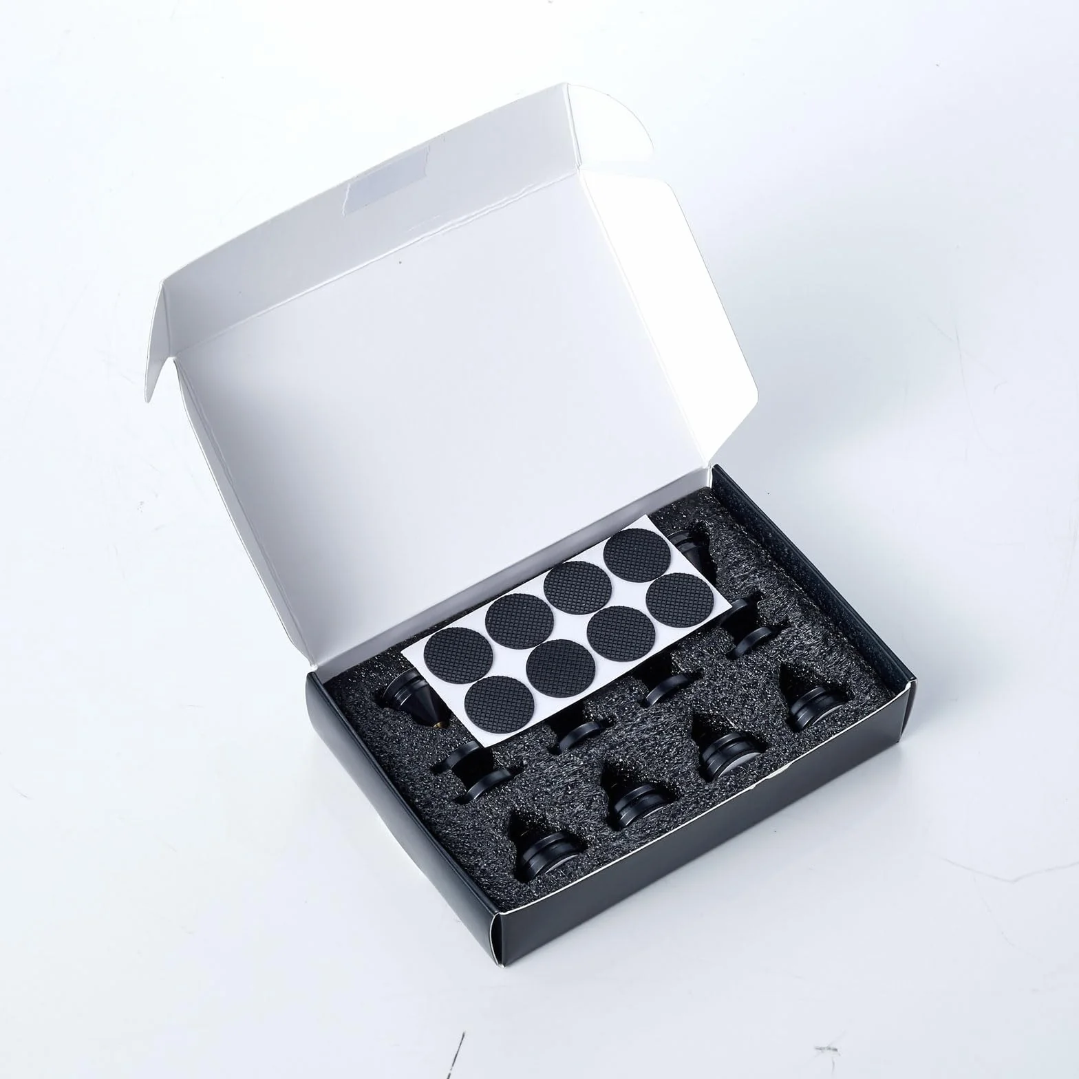 Puntas de desacoplo para Altavoces con diseño de Bolas de Acero de precisión, Soportes de Altavoz para CD Audio Subwoofer, 8 Piezas Spikes de desacople HiFi, Material: plástico ABS