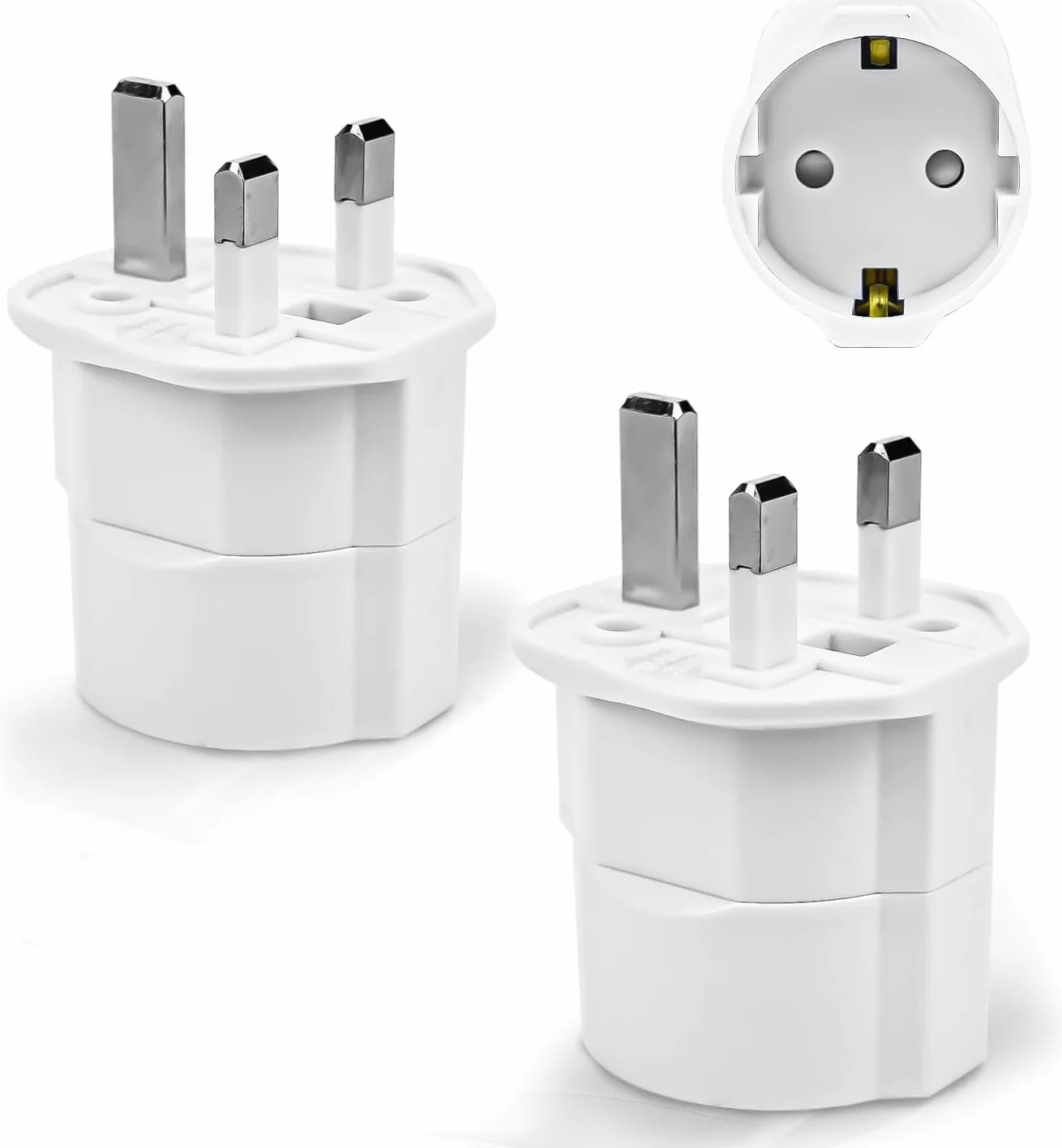 Adaptador Enchufe UK a Español Tipo G 2-Pin Europa a 3-Pin Reino Unido con Seguridad para Niños