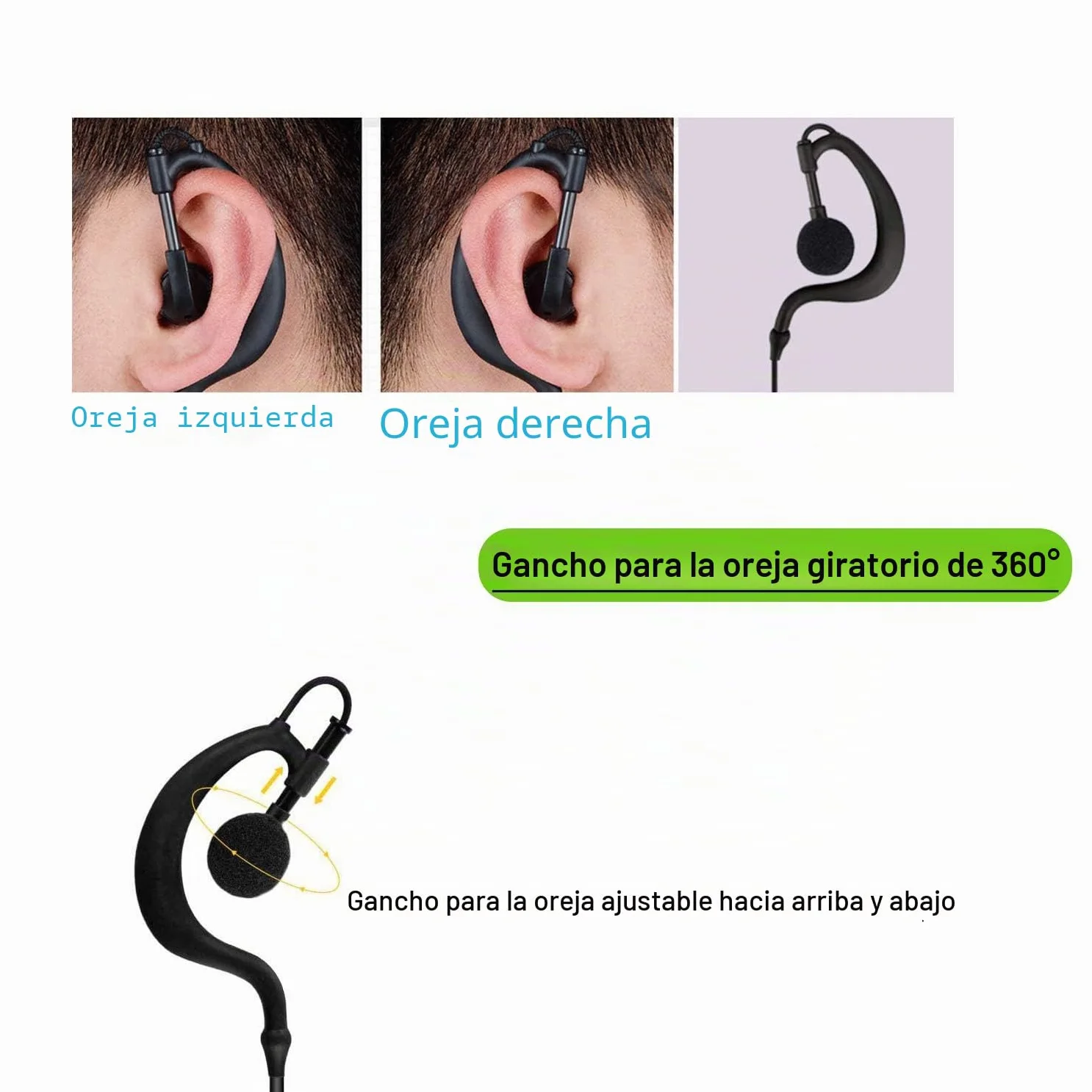 Retevis RE3120 Walkie Talkie Auricular, C-Tipo 2 Pines, Pinganillo Casco Compatible con Walkie Talkie RT24 RT622 RT27 RT617 RT618 RT619 Baofeng BF-888S Kenwood Proster (10 Pacs)