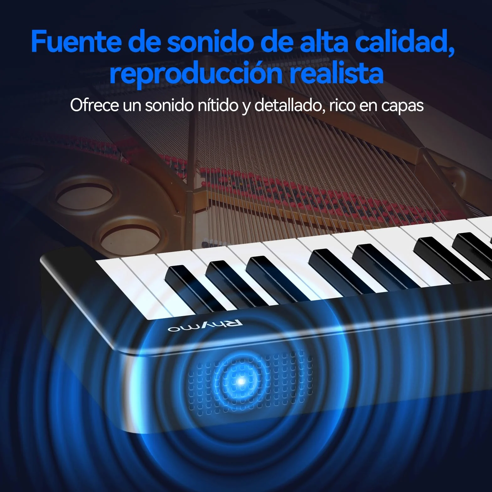 Rhymo Teclado Piano Plegable, 61 Teclas Piano Eléctrico Sensible, Teclado Eléctrico Portátil Contrapesado con Bluetooth MIDI, Teclado Digital Plegable para Principiantes, Viajar