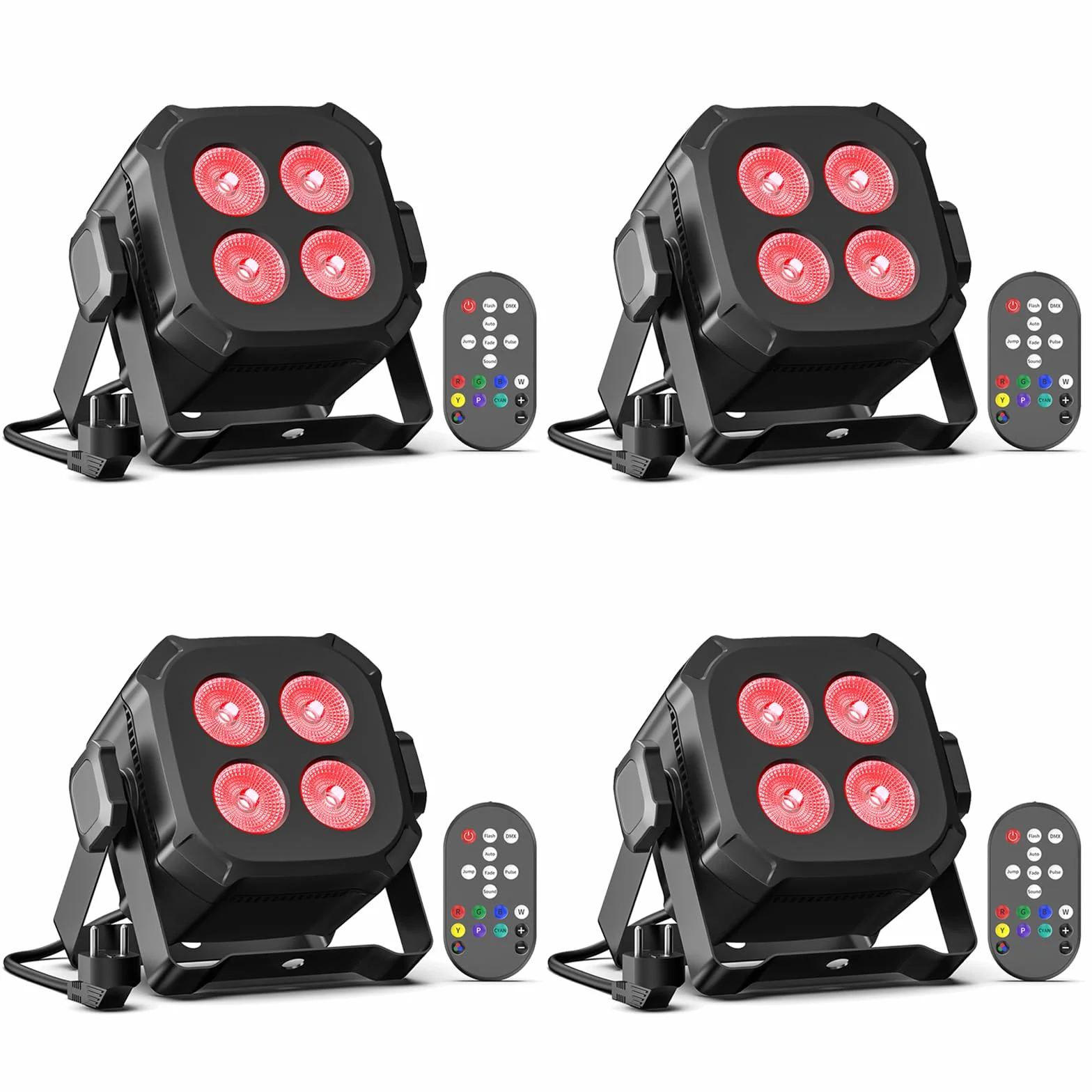 4PCS RGBW Foco Par LED, 40W Luces Discoteca DMX 4/8CH con Control Remoto/Sonido Activado Luz de Escenario, Luces Fiesta para DJ, Bar, Boda, Halloween, Navidad