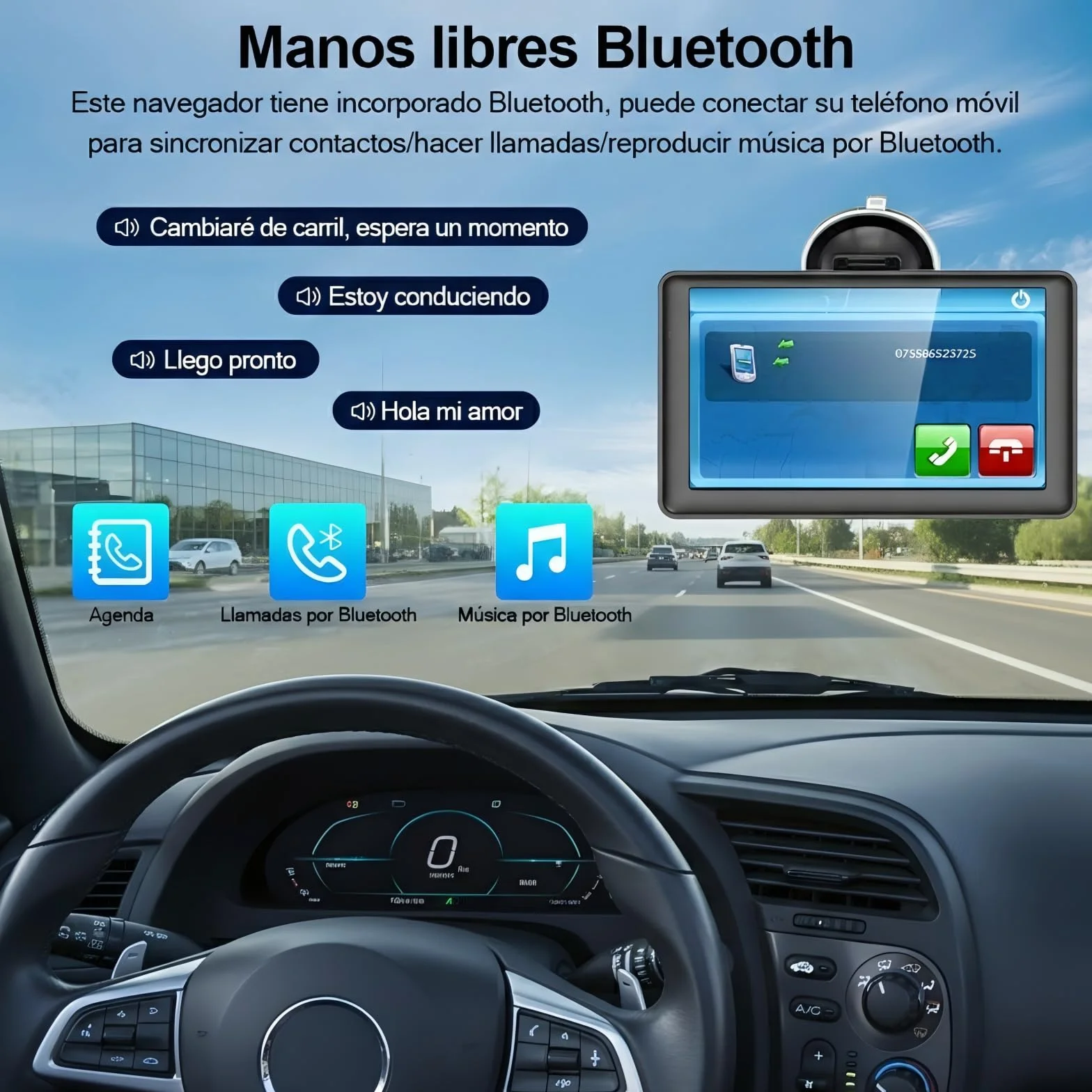 Navegador GPS Bluetooth 7 Pulgadas para Camiones y Coches con Mapas Europa de por Vida