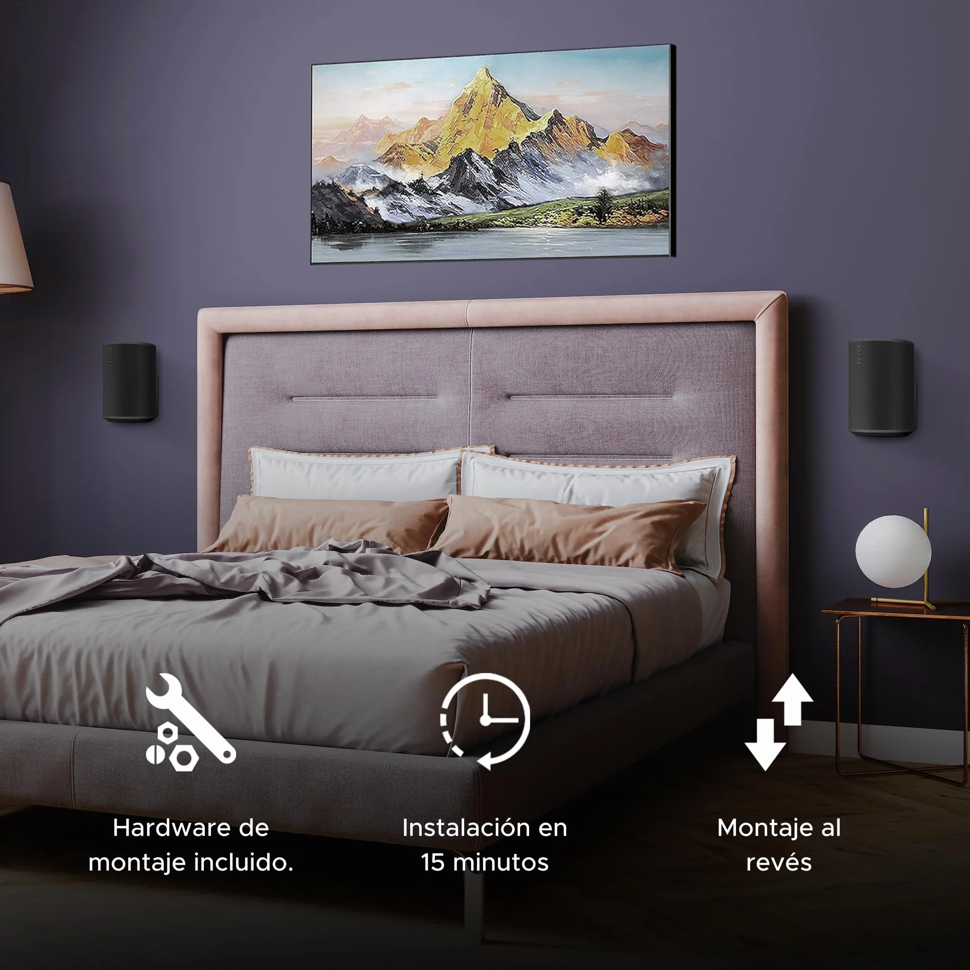 Sound bass Soporte de Pared ERA 100 - Perfil Bajo, Negro, Unidad Individual, Compatible con Altavoz Sonos ERA100 & ERA 100 SL, Completo con Todos los Accesorios de Fijación