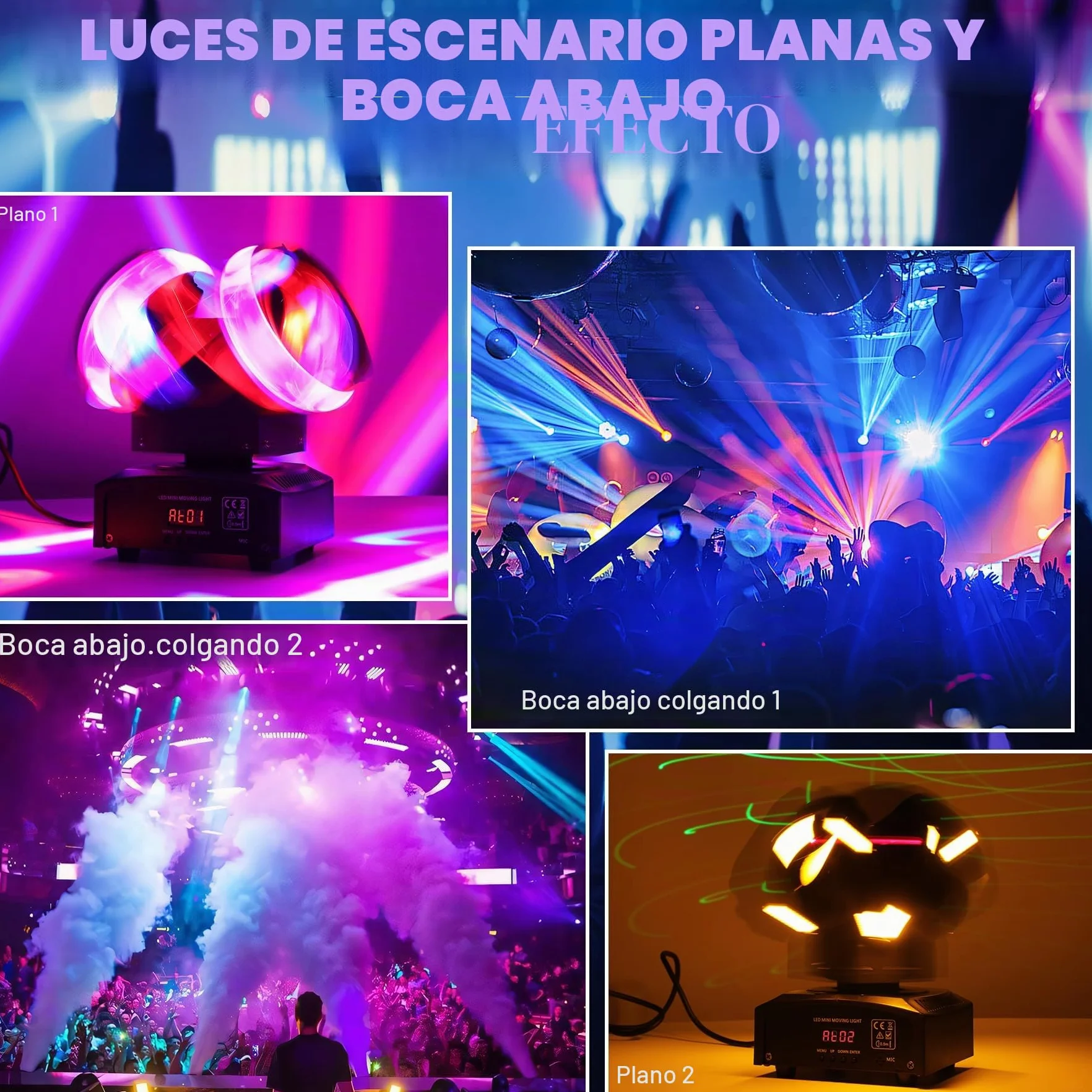 120W Luces Discoteca, 8x10W Cabeza móvil LED, DMX 512 Luce DJ Con 8x5W luz Estroboscópica de Alta luminosidad, Luces Led Escenario Para DJ Bar club Disco Fiestas Hogar Cumpleaños Bodas