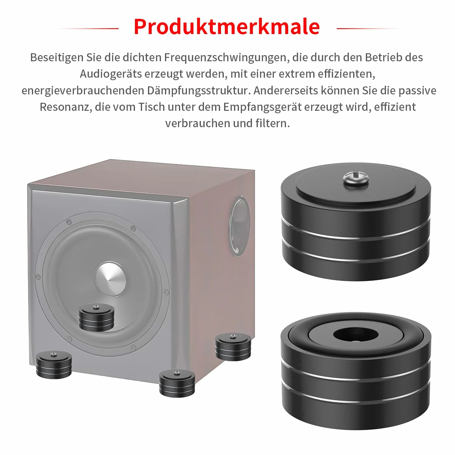 4 unidades de altavoces de gama alta 40x20 amortiguadores de audio vibración pies absorbentes con tornillos y arandelas negro