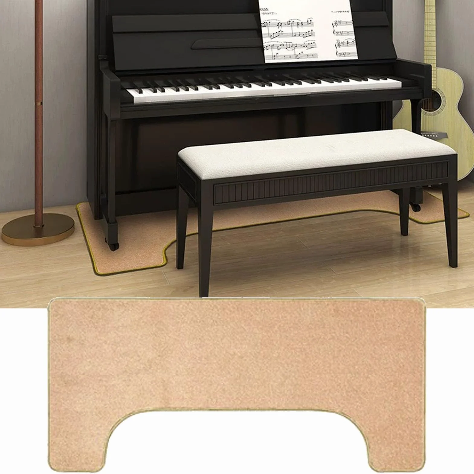 Alfombras Acusticas Piano Alfombra Insonorizacion Antideslizantes Alfombra Insonorizacion de Batería Electrónica Alfombrilla Protectora Vertical de Piano 160 x 70 cm