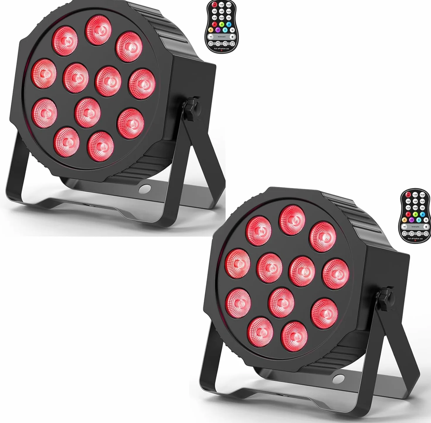 2 Piezas RGBW Par LED Batería Recargable, 24W Luces Escenario Exterior con Control Remoto y Activación de Sonido, Focos Discoteca para Fiesta DJ Bar Boda Navidad