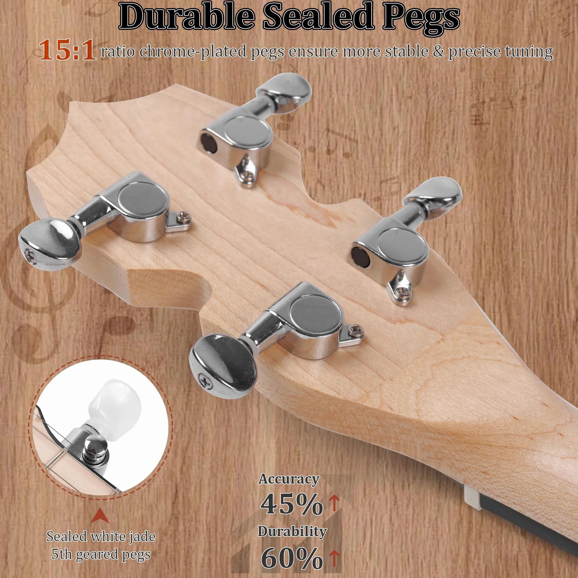 Mulucky B805 - Banjo Mini de 5 cuerdas, 66 cm, kit de viaje para principiantes, parte trasera sólida cerrada, con bolsa de concierto, afinador, púas, correa de cuerdas, B805