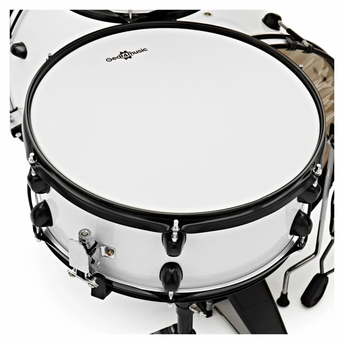 BDK22 Kit de batería acústica completa tamaño Rock con platillos y hardware Blanco