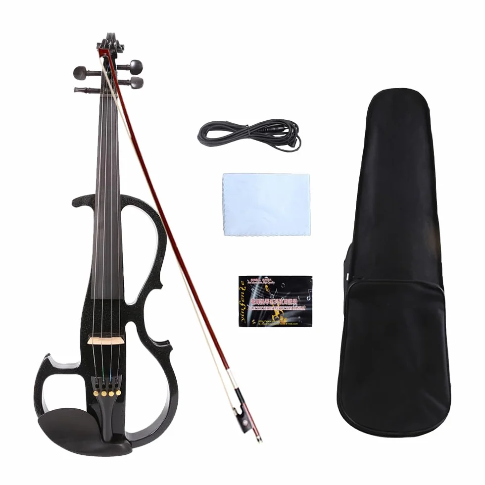 Viola Eléctrica para Niños y Adultos, 4/4, Kit de Principiantes con Funda, Lazo, Paño de Limpieza, Auriculares Estéreo