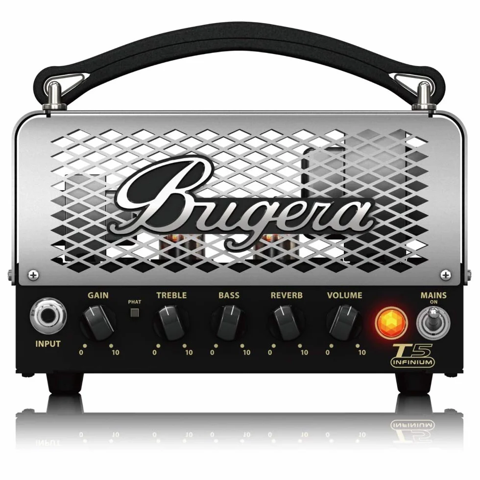 Bugera T5 INFINIUM Cabezal de amplificador de válvulas estilo jaula de 5 vatios con multiplicador de vida útil de válvulas INFINIUM y reverberación
