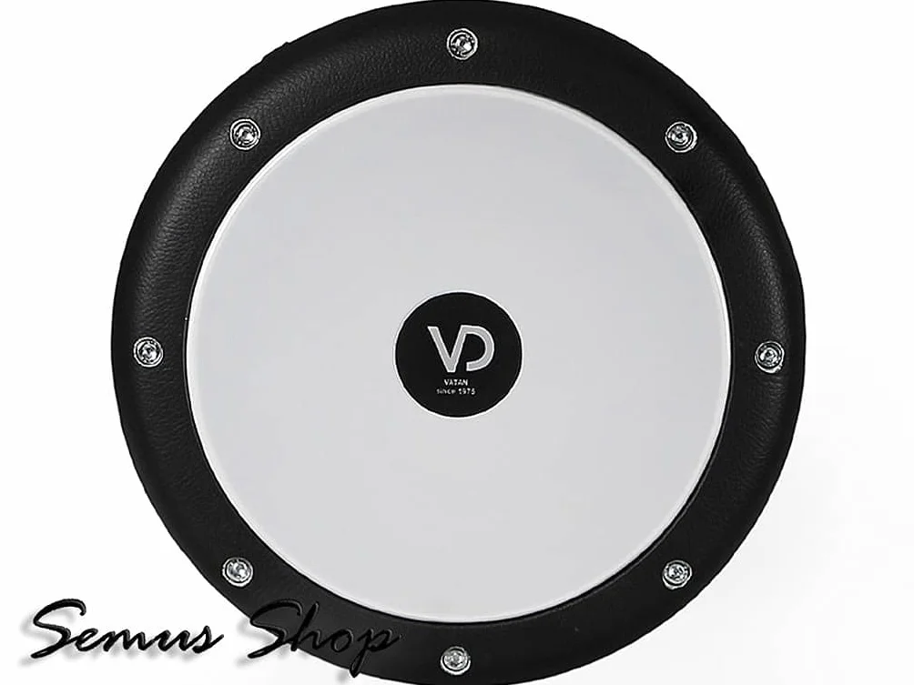 Vatan VD 3002 Darbuka egipcia, recubierta con cuero artificial, grande, diámetro 22 cm, negra, 44,5 cm.