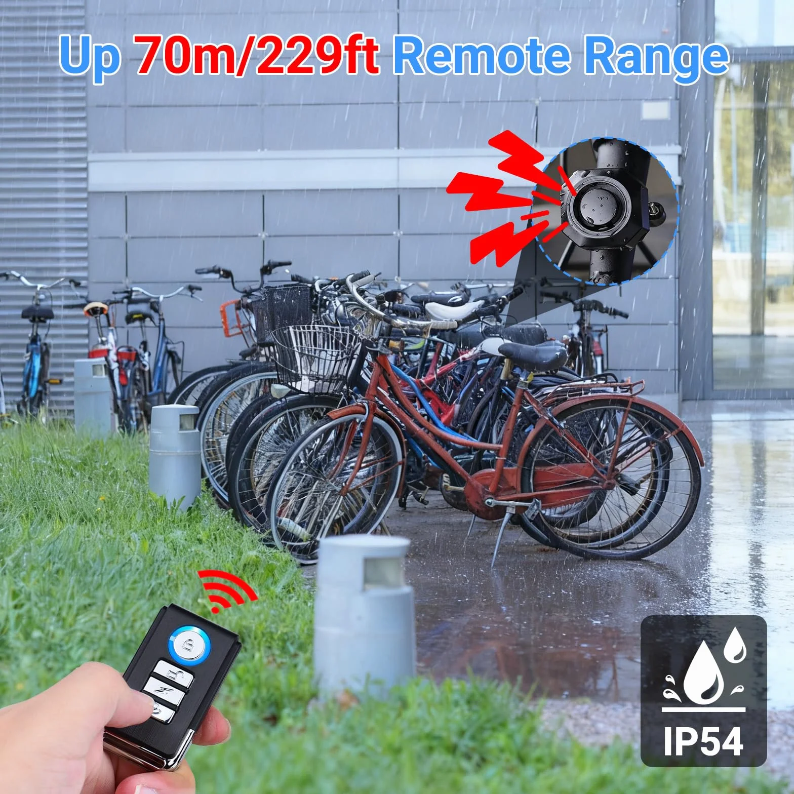 Alarma de bicicleta con control remoto, sensor de movimiento de vibración inalámbrico, sistema de alarma para motocicleta, protección antirrobo fuerte de 113 dB, accesorios antirrobo para bicicleta de