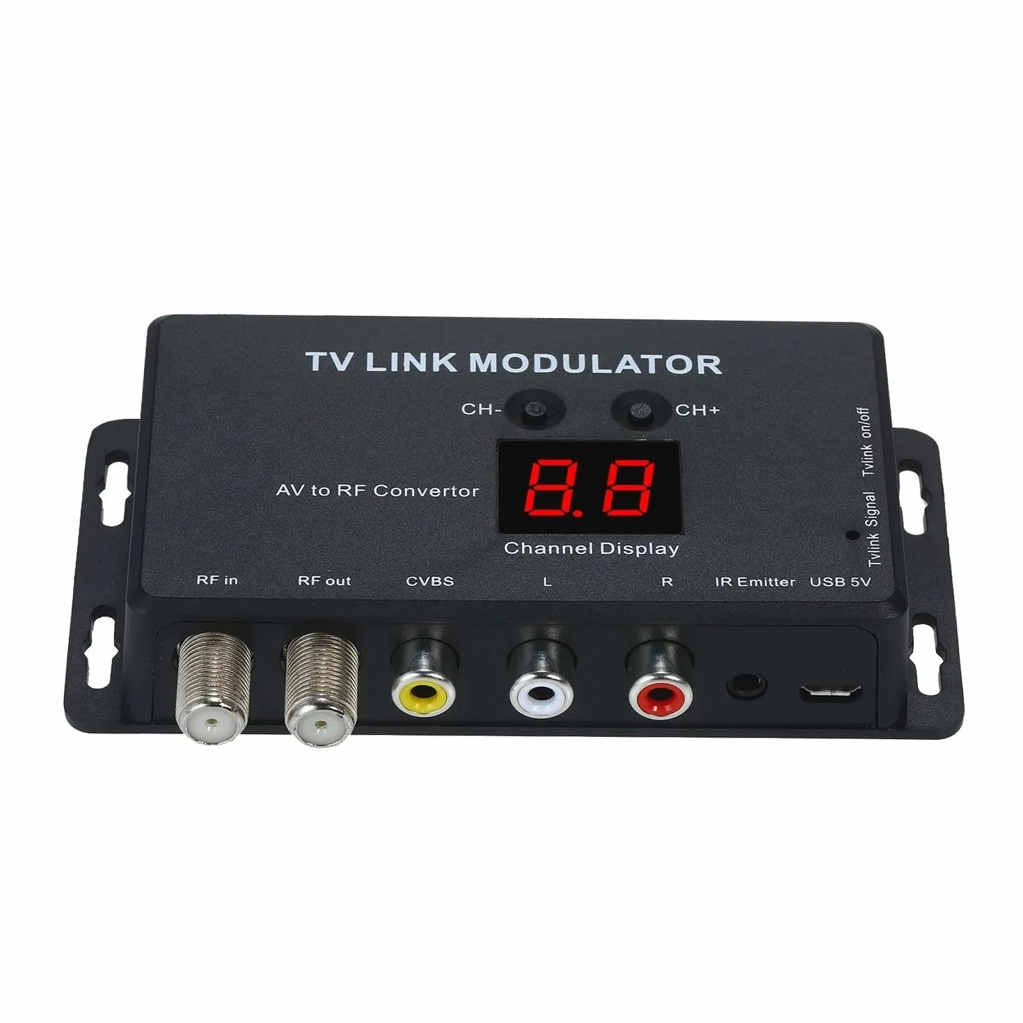 UHF Modulador, TM70 UHF TV Link Modulador AV a RF Convertidor IR Extender, Modulador Modulador AV a RF Convertidor IR Extender, Compatible con PAL/NTSC con Cable de Carga USB