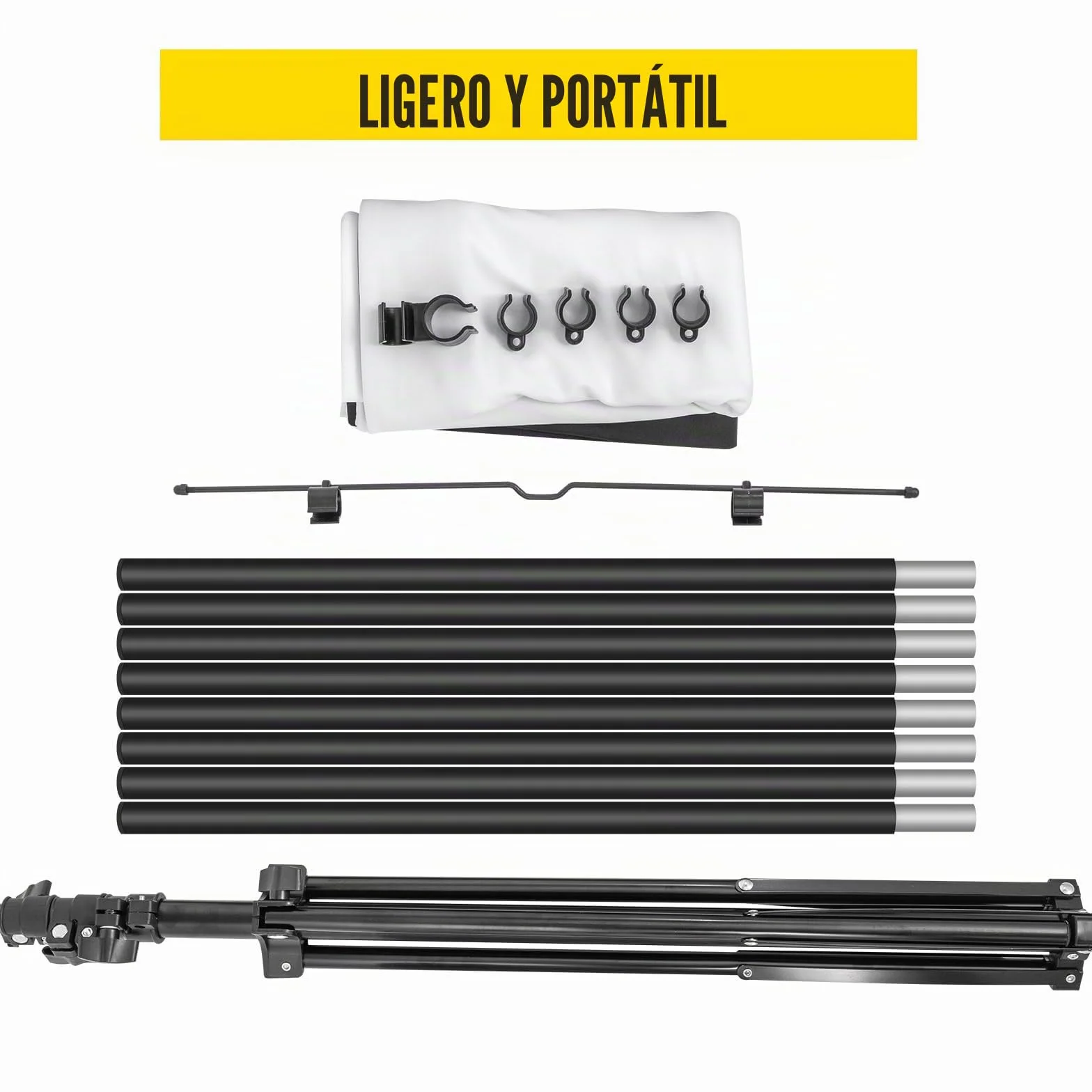 VEVOR Pantalla Proyector 100" 16:9 4K HD Trípode Ajustable 200-250 cm Portátil 227x127 cm Cine en Casa Negro