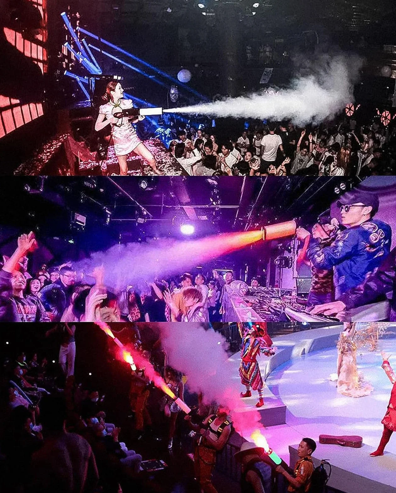 LED CO2 Jet Machine Máquina de niebla de mano para efectos de club bar DJ – Pistola de humo para fiestas de discoteca, espectáculos en vivo, bodas con cambio automático de color