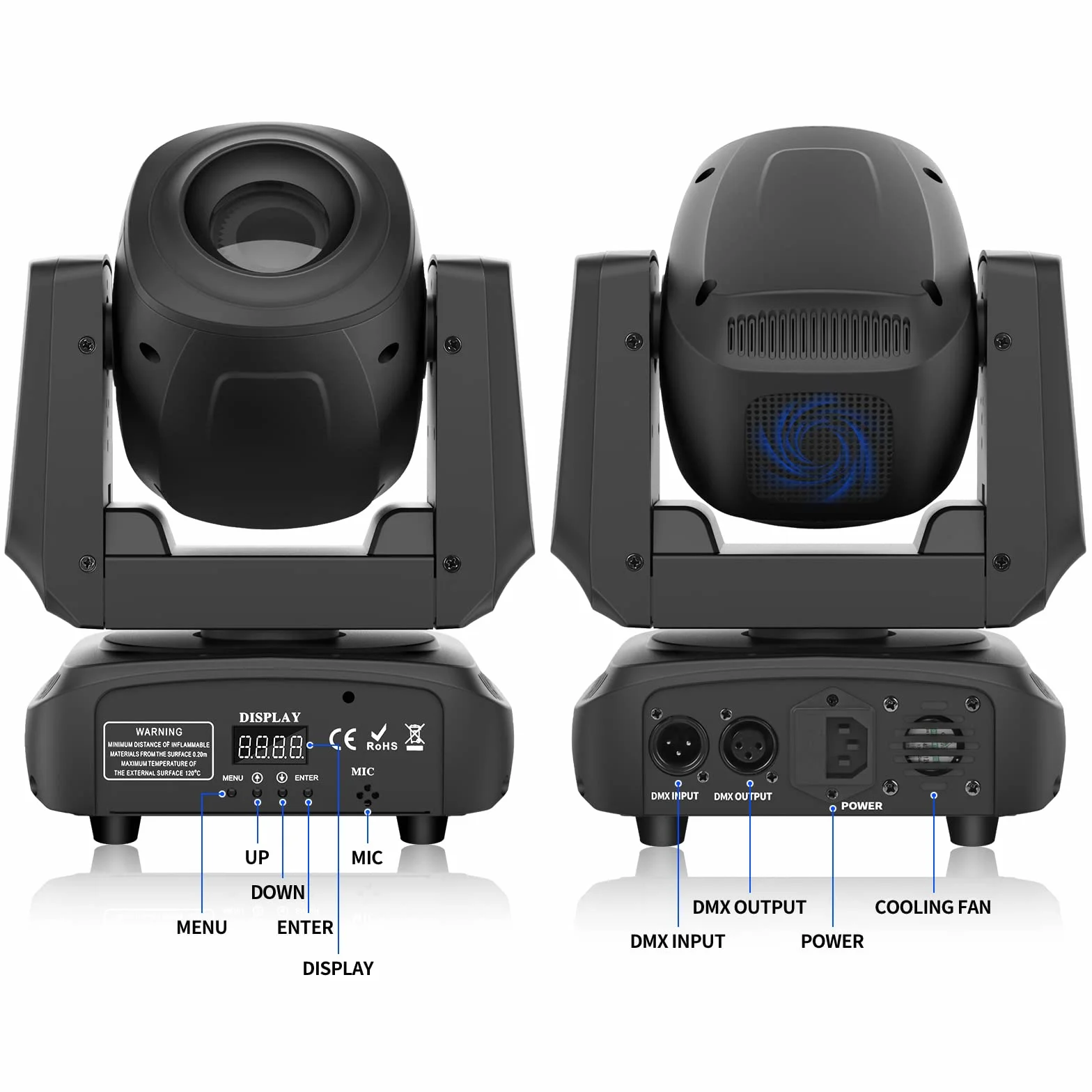UKing Cabeza Movil LED 100W Luces DJ RGBW 8 Patrón 8 Color DMX512 Iluminación de Escenario Spot luces de Discoteca para Bar Club Fiesta Disco Boda
