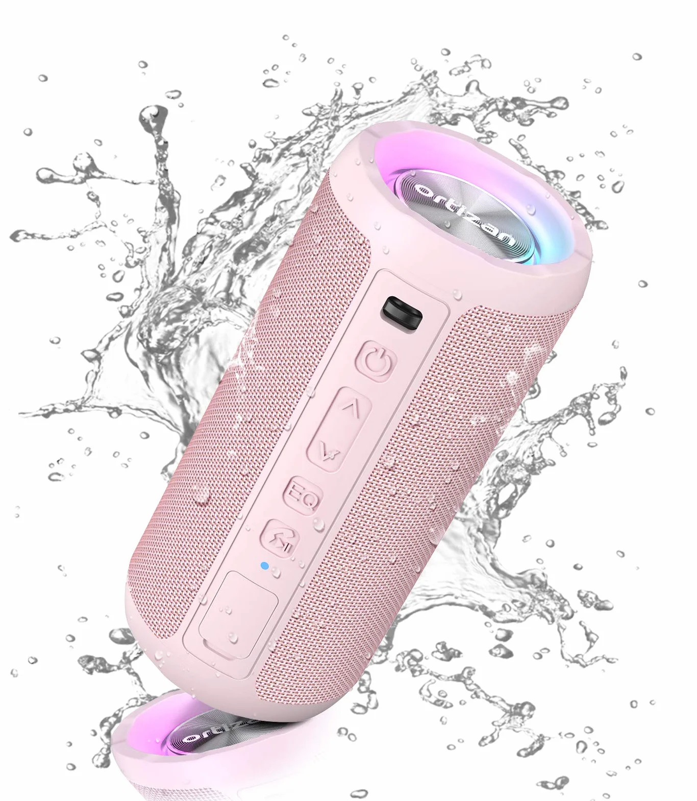 Ortizan Altavoz Bluetooth Potente Portatil X10P Rosa con Luz LED de Color Hay Volumen Alto y Graves Potentes, Apoya Reproducción de Música 30H, Bluetooth 5.3 y IPX7 Impermeable