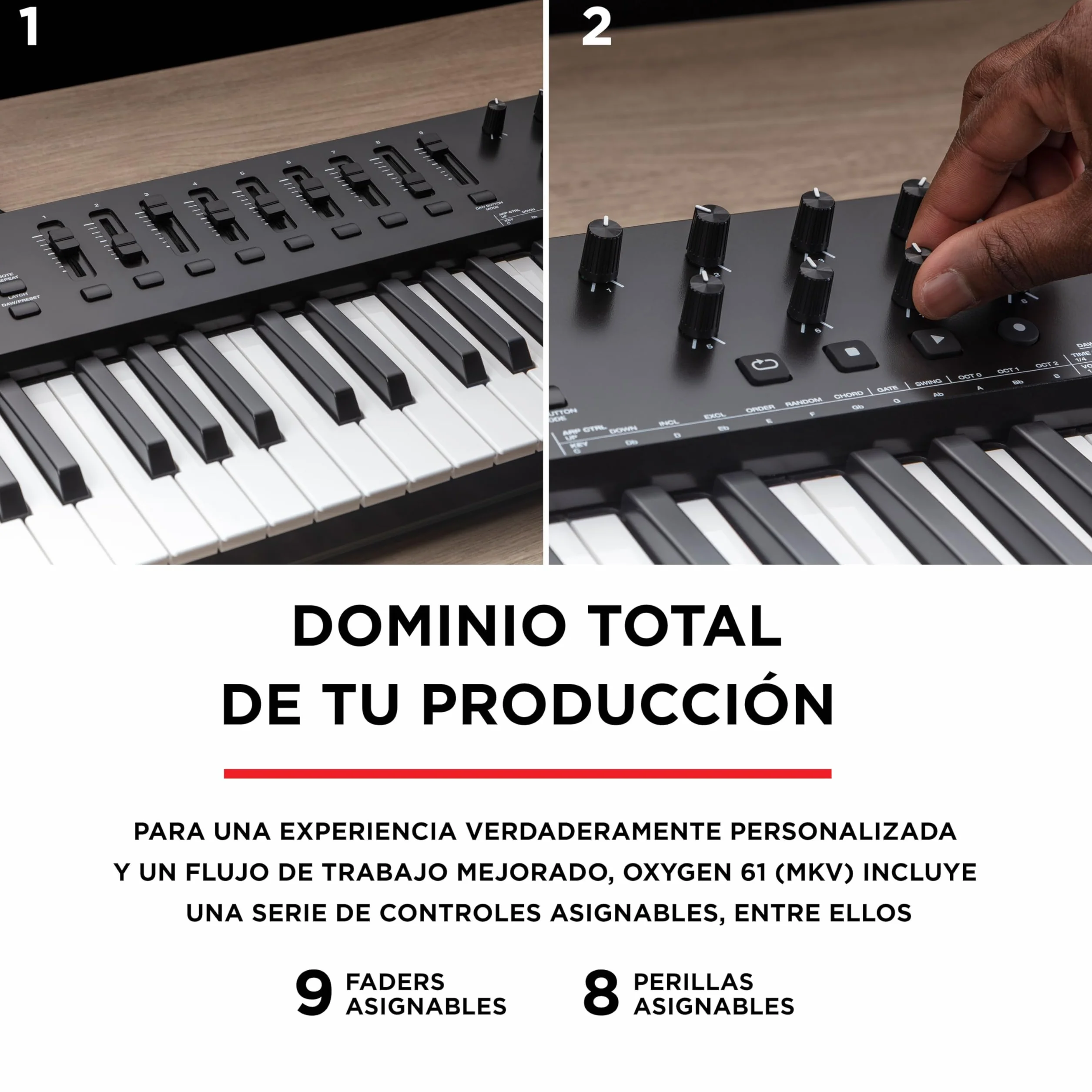 M-AUDIO Oxygen 61 (MKV) teclado controlador MIDI USB con 61 teclas, beat pads, Smart Chord, modos de escala, arpegiador y pack de sonidos de Native Instruments (integración de NKS)
