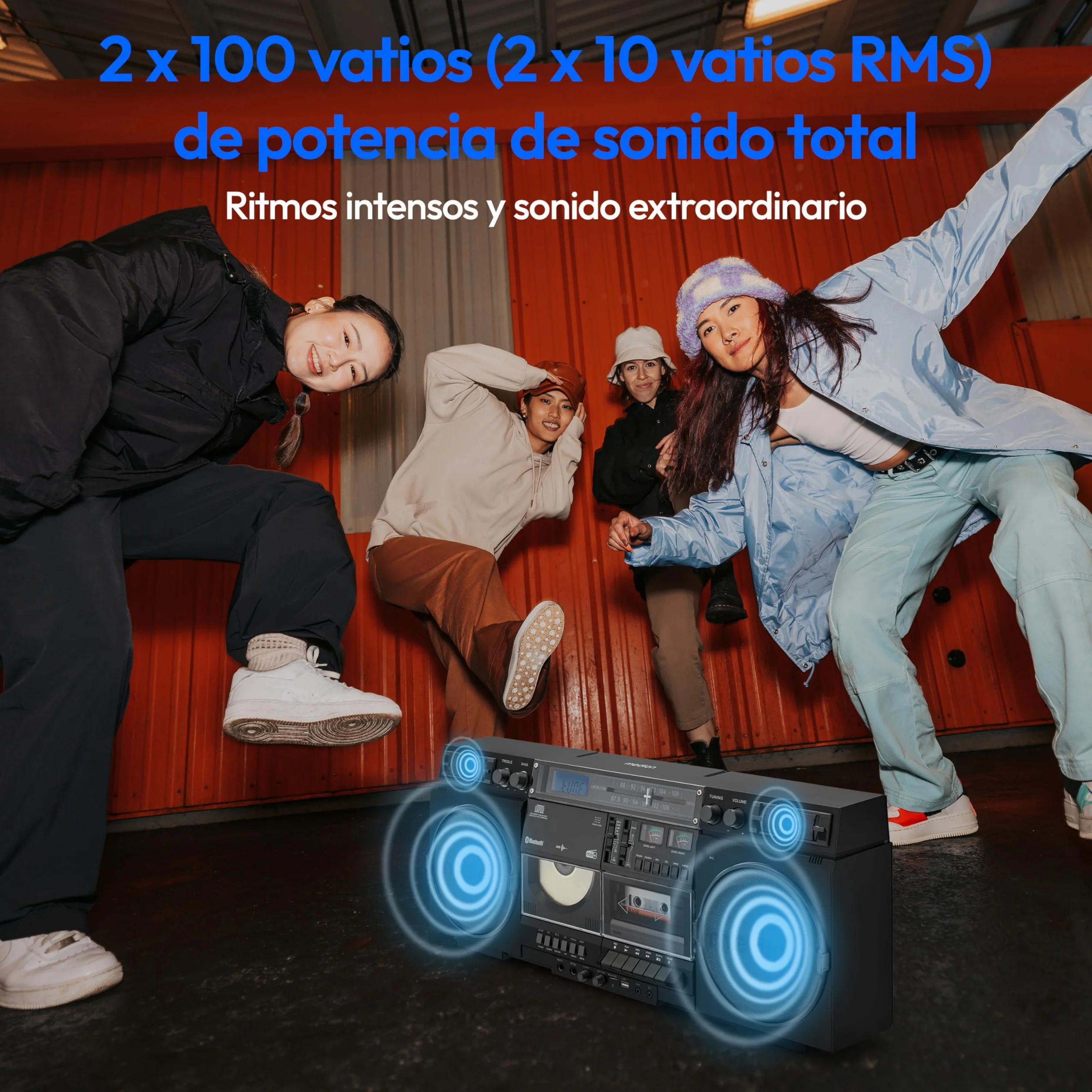MEDION Ghetto Blaster Vintage DAB+ CD/Cassetta USB MP3 2x10W RMS Nero