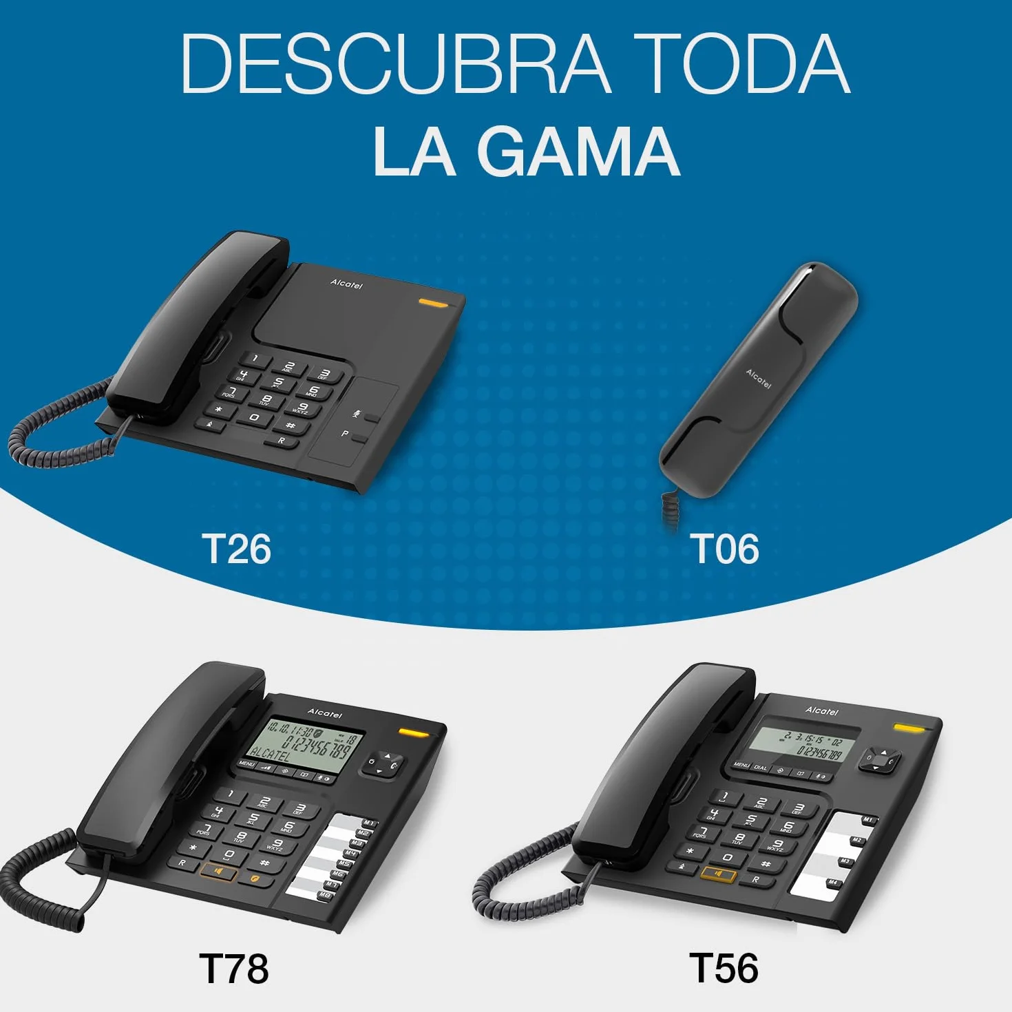 ALCATEL T56 Teléfono con Cable Pantalla Digital Manos Libres Negro
