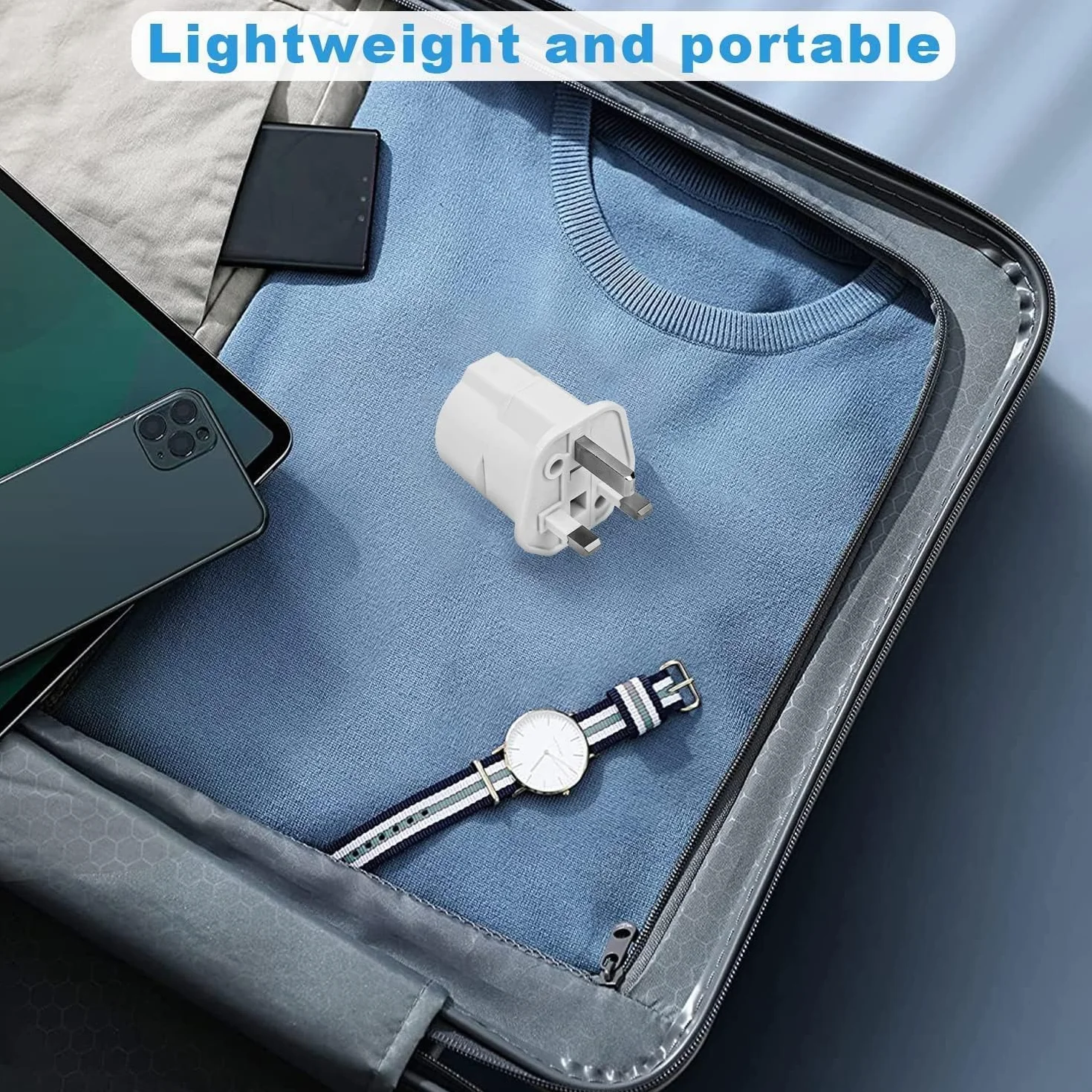 Adaptador Enchufe UK a Español Tipo G 2-Pin Europa a 3-Pin Reino Unido con Seguridad para Niños